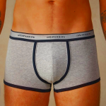 Light Grey/Blue Intimissimi Men's Stretch Supima® Cotton Shorts with Logo