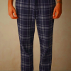 Deep Grey Blue Intimissimi Men's Check Tricot Full Length Clothing