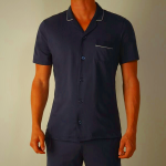 Intimissimi Supima Cotton Button-Front Cropped Mens Pajamas Blue