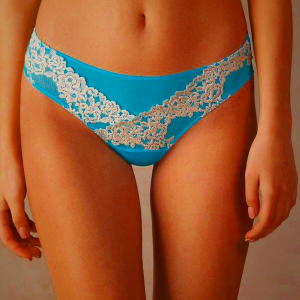 Intimissimi Women's Pretty Flowers Brazilian Panties Turquoise/White