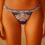 Women's Intimissimi Pretty Flowers String Thong - Deep Blue / Light Yellow