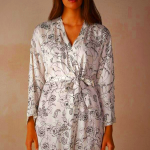 Women's Intimissimi Pure Joy Satin Kimono White/Grey