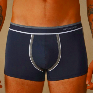 Intimissimi Men's Two-tone Stretch Supima® Cotton Underwear Blue/Grey