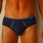 Blue/White Intimissimi Supima Cotton Men's Underwear with Visible Elastic