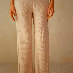 Women's Intimissimi Winter Braid Full Length Jacquard Pants Beige