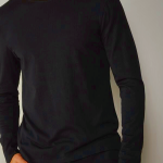 Black Intimissimi Crew-Neck Merino Wool Top for Men