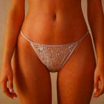 Beige Silver Intimissimi Glistening Charme String Brazilian Panties for Women
