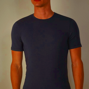Intimissimi Men's Blue Short-Sleeve Modal-Cashmere Knitwear