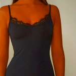 Women's Intimissimi Modal Cashmere Lace Top Black