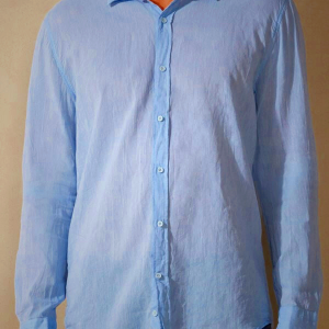 Light Blue Intimissimi Linen Cotton Shirt for Men