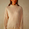 Women's Intimissimi Winter Braid Long Sleeve Jacquard Top Beige