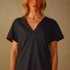 Women's Intimissimi V-Neck Top in Supima® Ultrafresh Cotton - Black