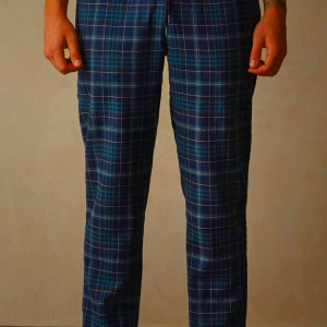 Men's Intimissimi Full-Length Plaid Brushed Cloth Clothing Green Blue