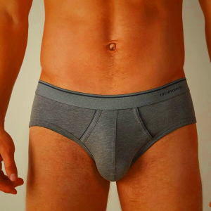Men's Intimissimi Supima Cotton Underwear with Visible Elastic - Deep Grey/Blue