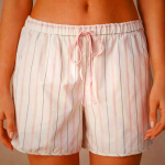 Beige Pink Striped Cotton Shorts for Women by Intimissimi