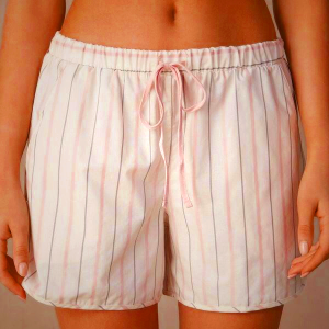 Beige Pink Striped Cotton Shorts for Women by Intimissimi