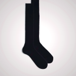 Black Men's Intimissimi Tall Ribbed Egyptian Cotton Socks