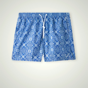 Men's Intimissimi Blue Majolica Print Swimwear White/Blue