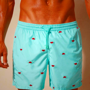 Light Turquoise Green Intimissimi Men's Embroidered Watermelon Swimwear