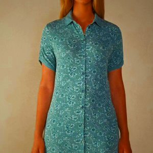 Women's Intimissimi Prairie Bouquet Button-Up Night Shirt Green