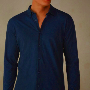 Blue Men's Intimissimi Slub Cotton Shirt | Knitwear Clothing