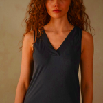 Women's Intimissimi V-Neck Supima Cotton Black Knitwear