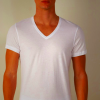 Men's Intimissimi V-Neck Short-Sleeve Shirt in Extra-Fine Supima Cotton White
