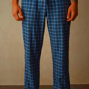 Men's Intimissimi Check Pattern Full Length Pajama Pants Blue