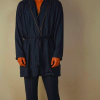 Men's Intimissimi Modal Robe Dark Blue | Soft Pajama Set