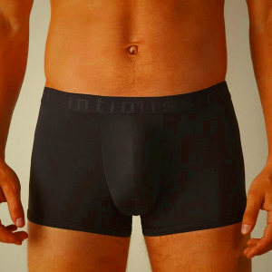 Black Mens Intimissimi Microfiber Logo Shorts