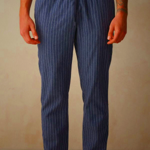 Blue Mens Intimissimi Full Length Denim Pinstripe Brushed Cloth Clothing