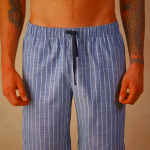 Men's Intimissimi Microstripe Cotton Shorts Blue