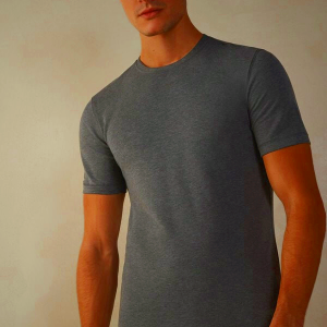 Men's Intimissimi Short-Sleeve Modal-Cashmere Deep Grey Knitwear
