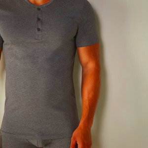 Men's Intimissimi Short-Sleeve Supima Cotton Deep Grey Tee