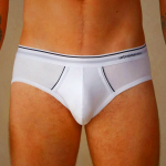 Men's Intimissimi Supima Cotton Underwear with Visible Elastic - White/Blue