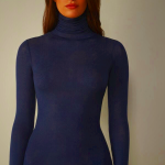 Women's Intimissimi Modal Cashmere High-Neck Top Blue