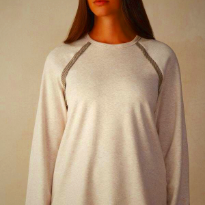 Beige Intimissimi Cozy Long Sleeve Cotton Top for Women