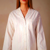 Beige Pink Striped Long Sleeve Button-Up Shirt for Women by Intimissimi