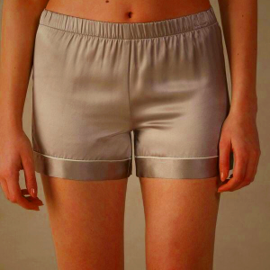 Women's Intimissimi Silk Shorts with Contrast Trim Beige
