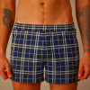 Blue/Yellow Tartan Cotton Jersey Men's Underwear - Relaxed Fit