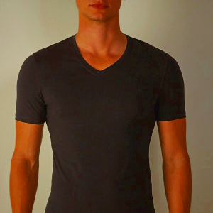 Black Men's Intimissimi V-Neck Stretch Supima® Cotton Sweater