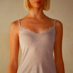Women's Intimissimi Modal Cashmere Lace Top Beige