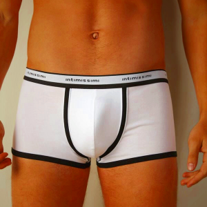 Men's Intimissimi Stretch Supima® Cotton Shorts with Logo Detail - White/Black