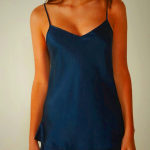 Women's Intimissimi Silk Satin V-Neck Top Blue