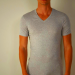 Light Grey Men's Intimissimi V-Neck Stretch Supima Cotton Sweater