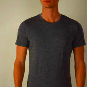 Grey Men's Intimissimi Stretch Merino Wool Short-Sleeve Knitwear