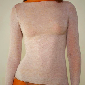 Beige Women's Intimissimi Boat Neck Modal Cashmere Ultralight Top