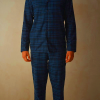Blue Intimissimi Full Length Pajamas in Brushed Blue Check Pattern for Men
