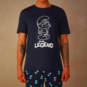 Blue Mens Intimissimi Smurfs Short Cotton Pajamas