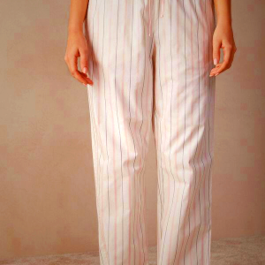 Intimissimi Beige Pink Striped Cotton Pajama Pants for Women